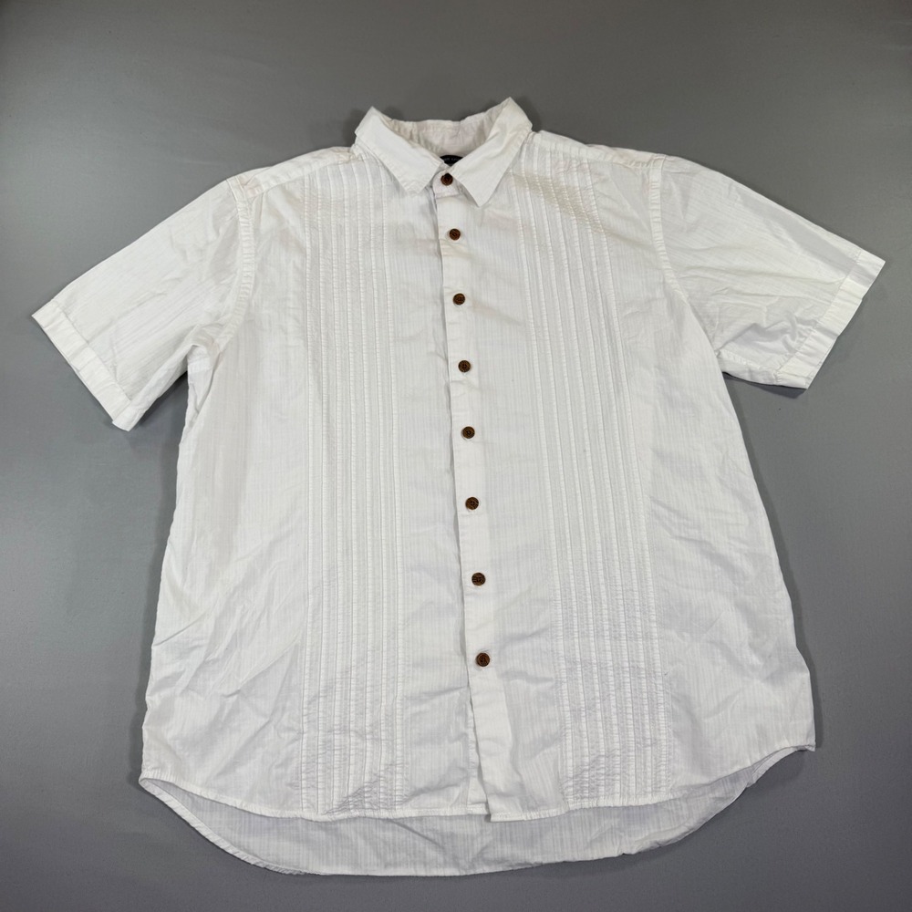 Old Navy Shirt Mens XL White Guayabera Pintuck Resort Coastal Old Money Wedding